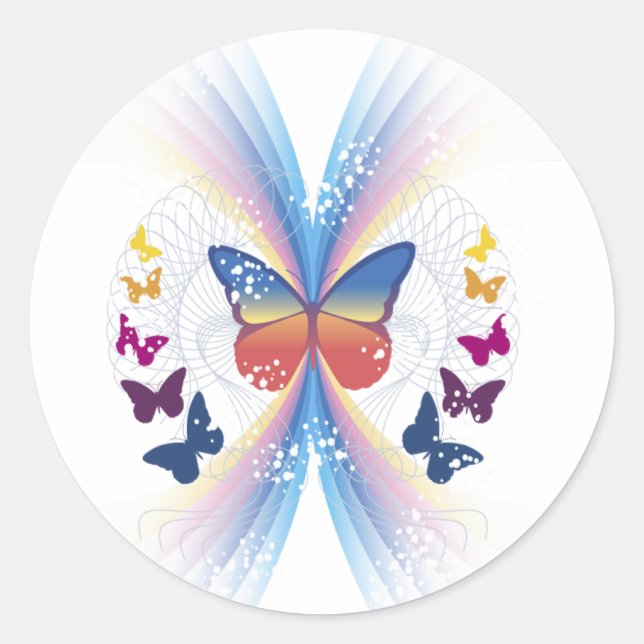 Sticker Rond mousseux.papillon (Devant)