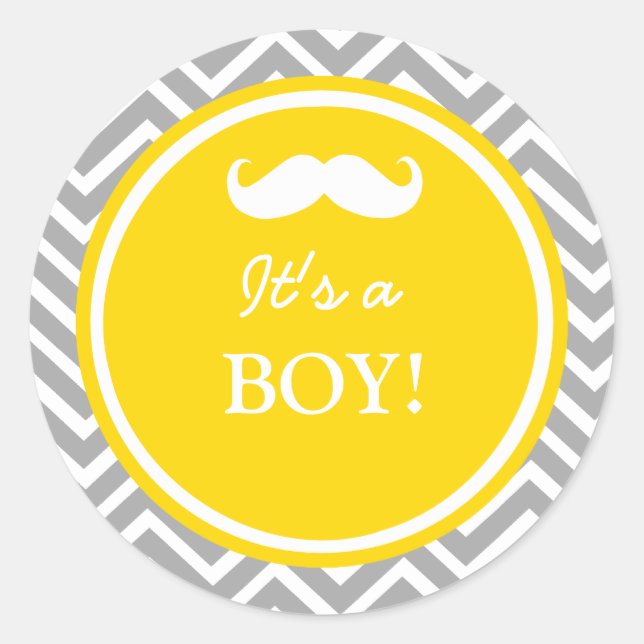 Sticker Rond Moustache chevron bébé douche (Devant)