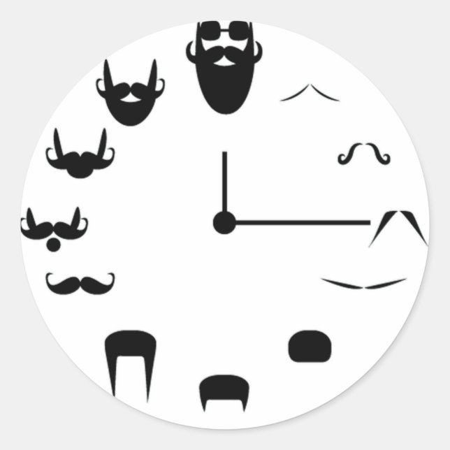 Sticker Rond Moustache Clockface (Devant)