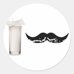 Sticker Rond Moustache de lait