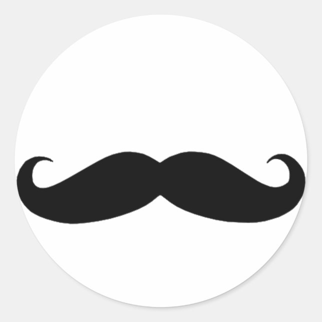 Sticker Rond Moustache en noir ou blanc (Devant)