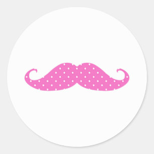 Sticker Rond Moustache Girly de pois de roses indien drôles