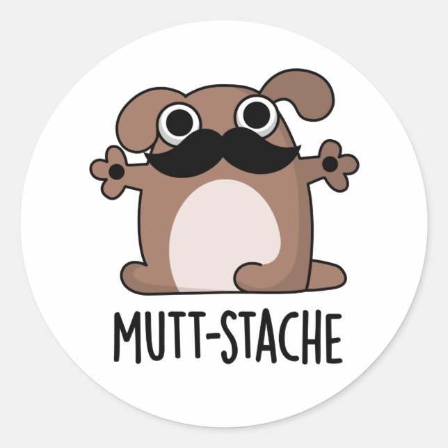 Sticker Rond Moustache moustache de chien drôle (Devant)