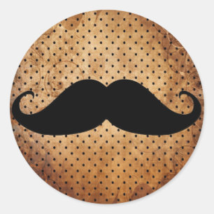 Sticker Rond Moustache noire drôle