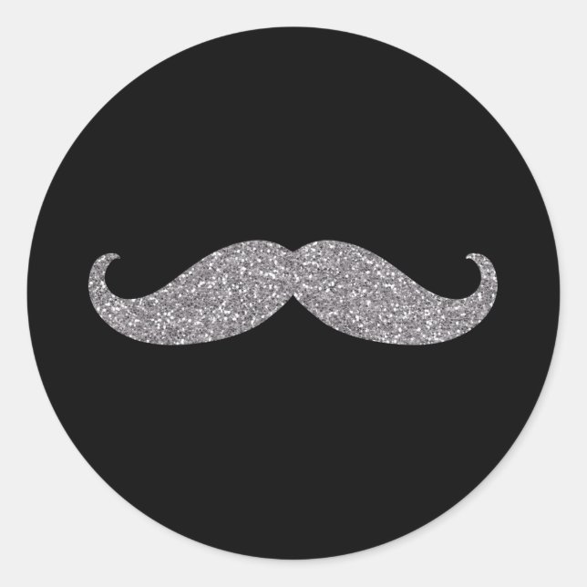 Sticker Rond Moustache noire en argent (Devant)