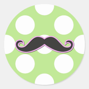 Sticker Rond Moustache rose, Moustache curl, Stache, Pois