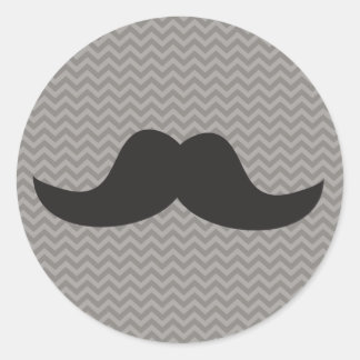 Sticker Rond Moustache sur chevron gris arrière - plan