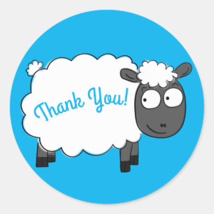 Sticker Rond Mouton Anniversaire Soirée Caricature