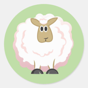 Sticker Rond Mouton blanc souple