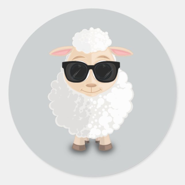 Sticker Rond Mouton cool (Devant)