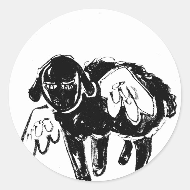 Sticker Rond Mouton noir (Devant)