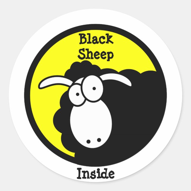 Sticker Rond Mouton noir à l'intérieur (Devant)