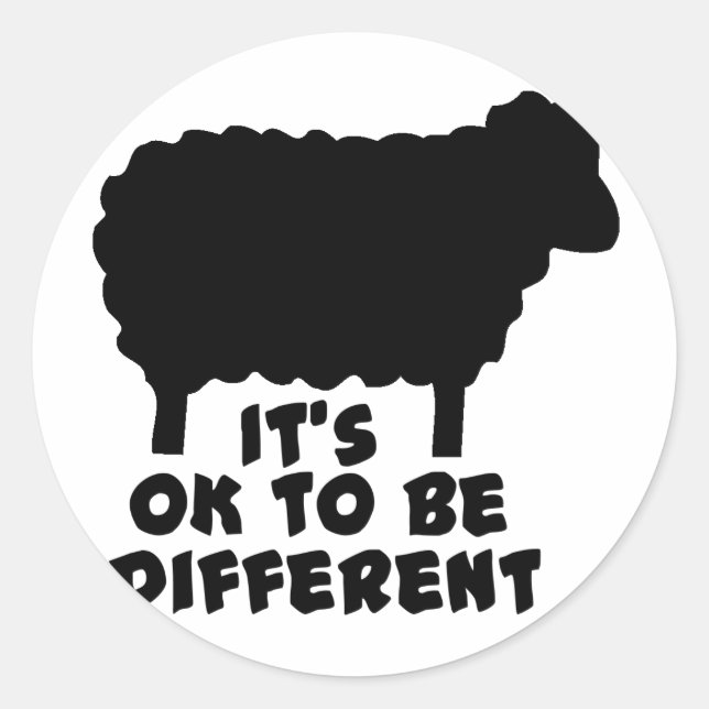 Sticker Rond Mouton Noir - Ça va être différent (Devant)