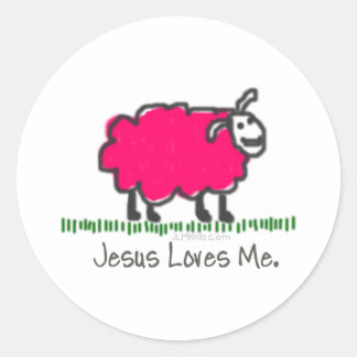 Sticker Rond Mouton rose