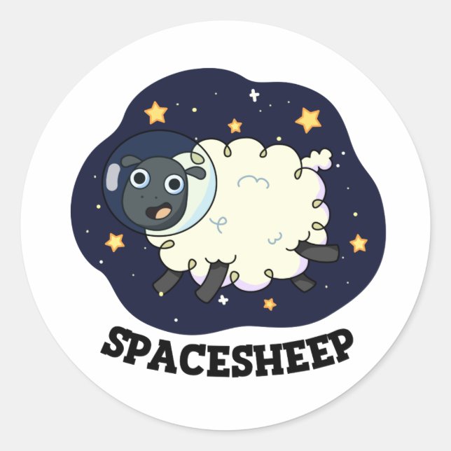 Sticker Rond Mouton spatial Blague drôle d'astronaute (Devant)