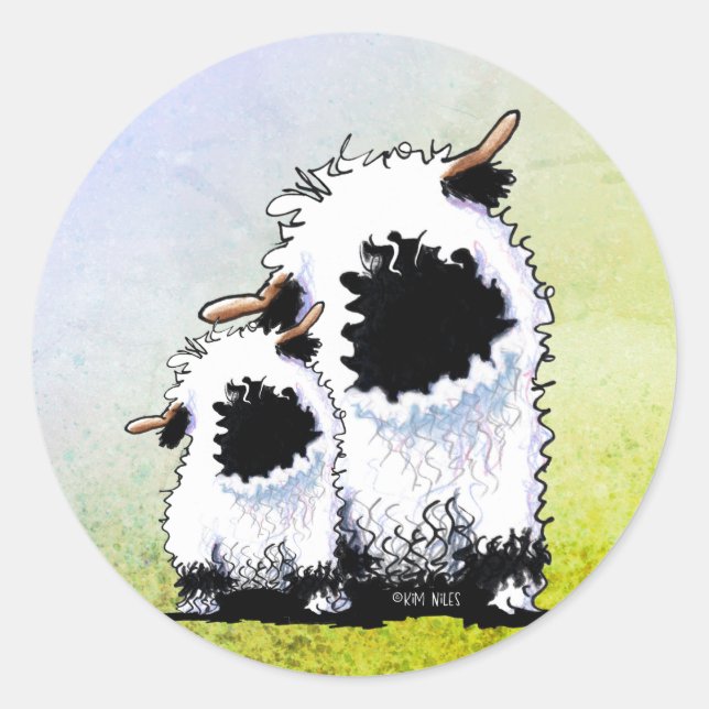 Sticker Rond Mouton Valais à nez noir (Devant)