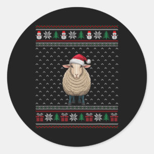 Sticker Rond Moutons portant le chapeau de Noël Vilain Noël Ama