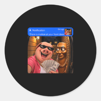 Sticker Rond Mouvement à la porte d'entrée tung sahur john porc