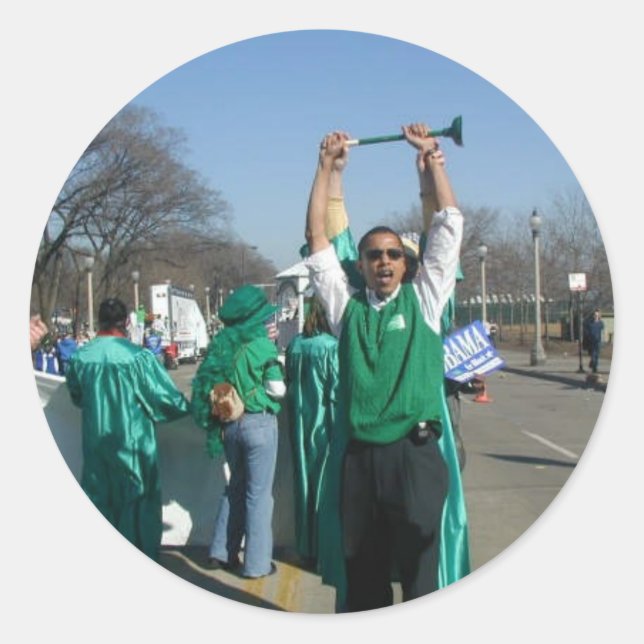 Sticker Rond Mow-Bama (Obama) marche avec les Rangers de la pel (Devant)