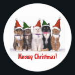 Sticker Rond "Mowy Christmas !" Chats En Casquette<br><div class="desc">Ajoutez Votre Propre Touche Personnelle Et Customisez Vos Stickers !</div>