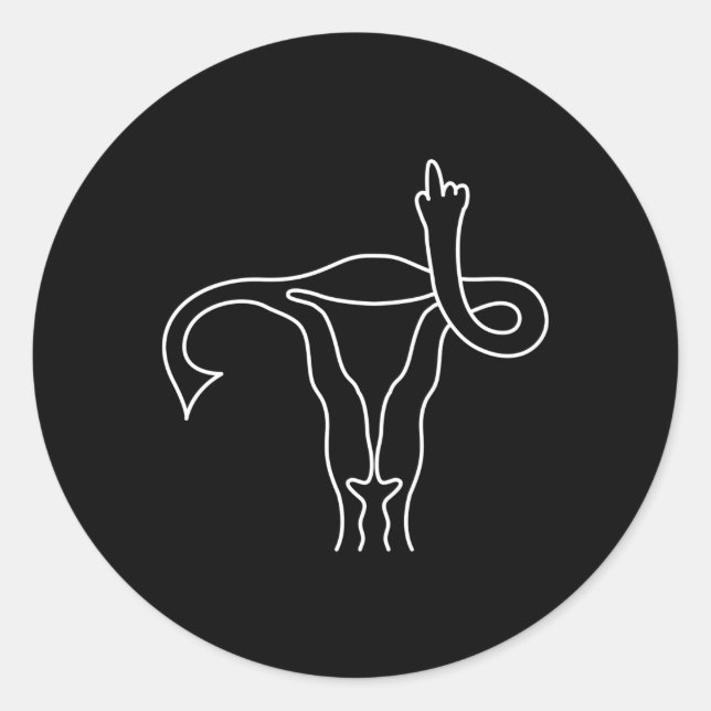 Sticker Rond Moyen doigt Uterus Pro Choix Féministe (Devant)