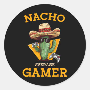 Sticker Rond Moyenne Joueur Vidéo Joueur Funny Mexicain Gami