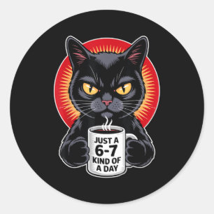 Sticker Rond Mpy 6 7 Mème Chat Drôle Gen Alpha Six Sept Chat Am