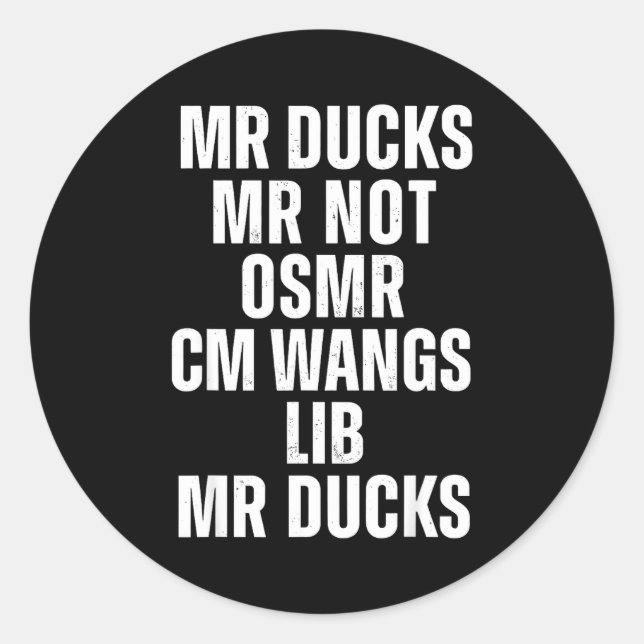 Sticker Rond Mr Ducks Mr Not Duck Joke Phonetic Puzzle  (Devant)