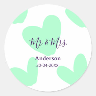 Sticker Rond Mr & Mme ajoutent le nom de famille date année cad