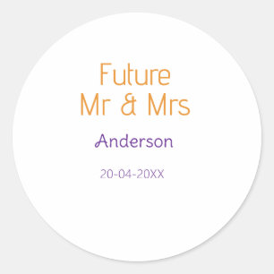 Sticker Rond Mr & Mme ajoutent le nom de famille date année cad