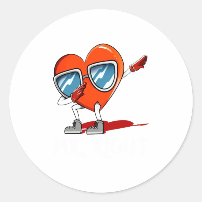 Sticker Rond Mr Right Valentines Day Humor Matching Couples 1  (Devant)
