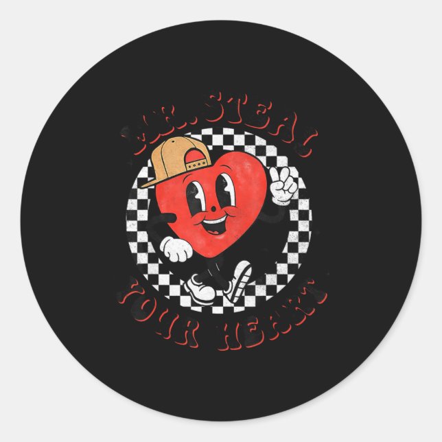 Sticker Rond Mr Steal Your Heart For Boys Toddlers Valentine's  (Devant)