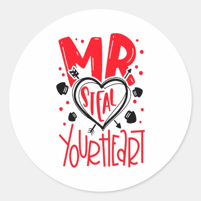 Sticker Rond Mr Steal Your Heart Valentines Day Matching Coupl  (Devant)