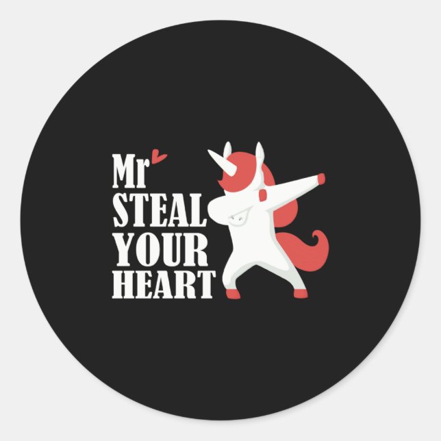 Sticker Rond Mr Steal Your Heart Valentines Day V Day Boys Unic (Devant)