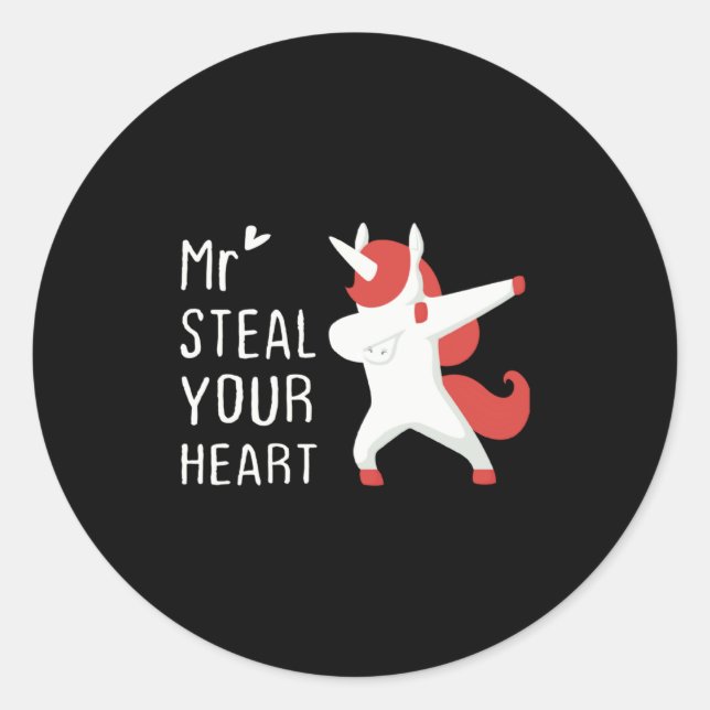 Sticker Rond Mr Steal Your Heart Valentines Day V Day Boys Unic (Devant)