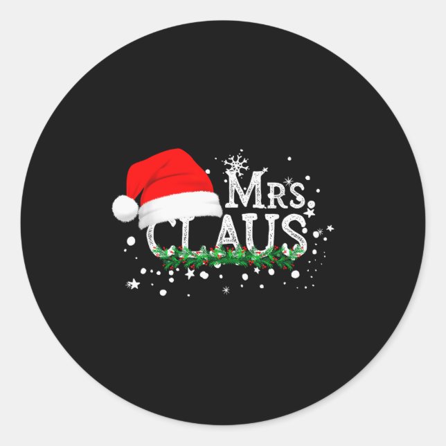 Sticker Rond Mrs Claus Christmas Couples Matching Her Xmas Paja (Devant)