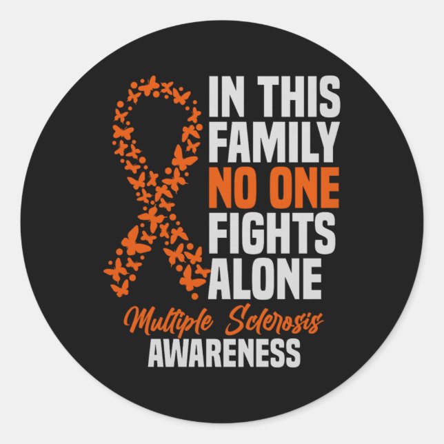 Sticker Rond Ms Multiple Sclerosis Sensibilisation Orange Ribbo (Devant)