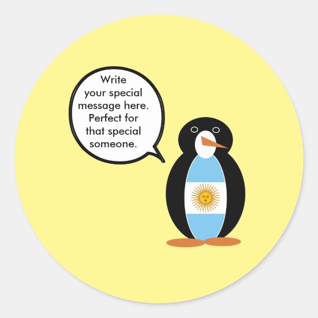 Sticker Rond Ms Penguin Drapeau Argentin Parle (Devant)