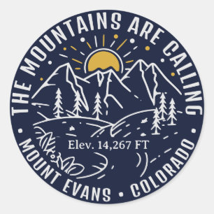 Sticker Rond Mt Evans Mountain Adventure Camping Lieu du voyage
