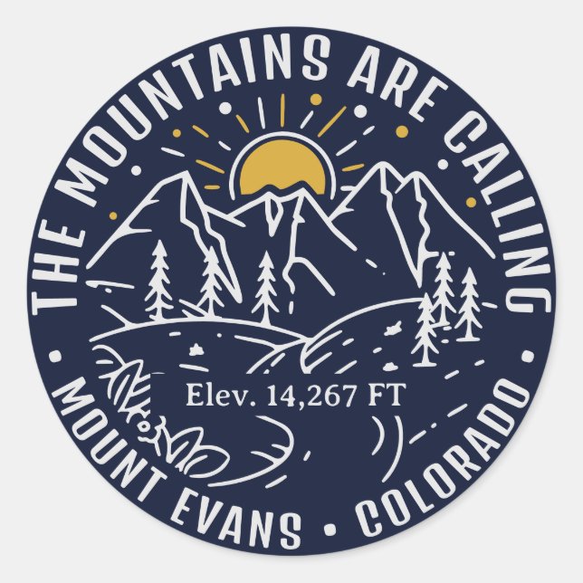 Sticker Rond Mt Evans Mountain Adventure Camping Lieu du voyage (Devant)