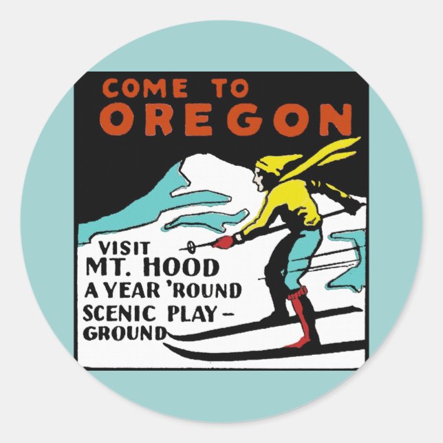 Sticker Rond Mt. HOOD OREGON - Vintage voyage (Devant)