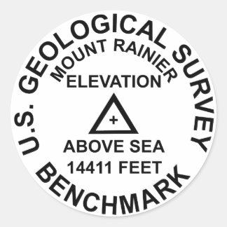 Sticker Rond Mt. Rainer USGS Style Benchmark