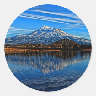 STICKER ROND MT SHASTA REFLÉTÉ