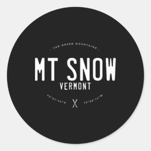 Sticker Rond Mt. Snow Vermont Graphique Distressed Vintage Ski