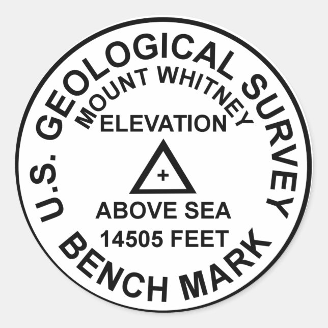 Sticker Rond Mt. Whitney Style USGS (Devant)