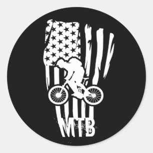 Sticker Rond Mtb VTT vintage drapeau blanc américain