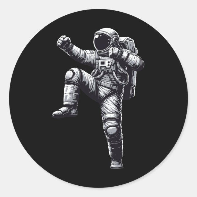 Sticker Rond Muay Astronaut Thaï Kickboxing (Devant)