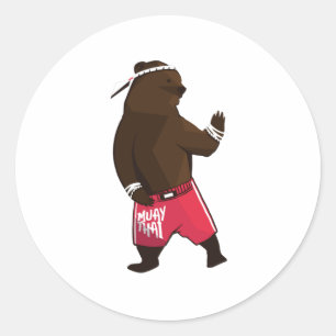 Sticker Rond Muay Thai Bear Fighter
