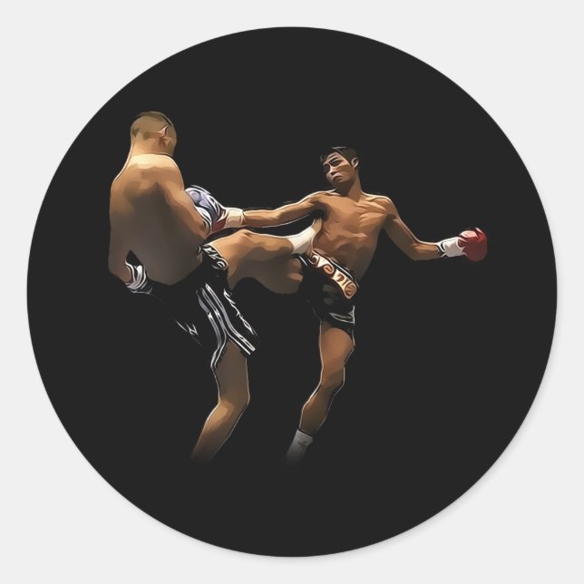 Sticker Rond Muay Thai Boxing Action (Devant)