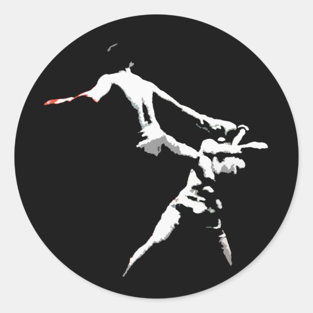 Sticker Rond Muay Thai Boxing Action (Devant)